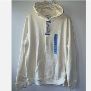 Champion Men's Kangaroo Pocket Drawcord Hooded Soft Sweatshirt Cream Large NEW